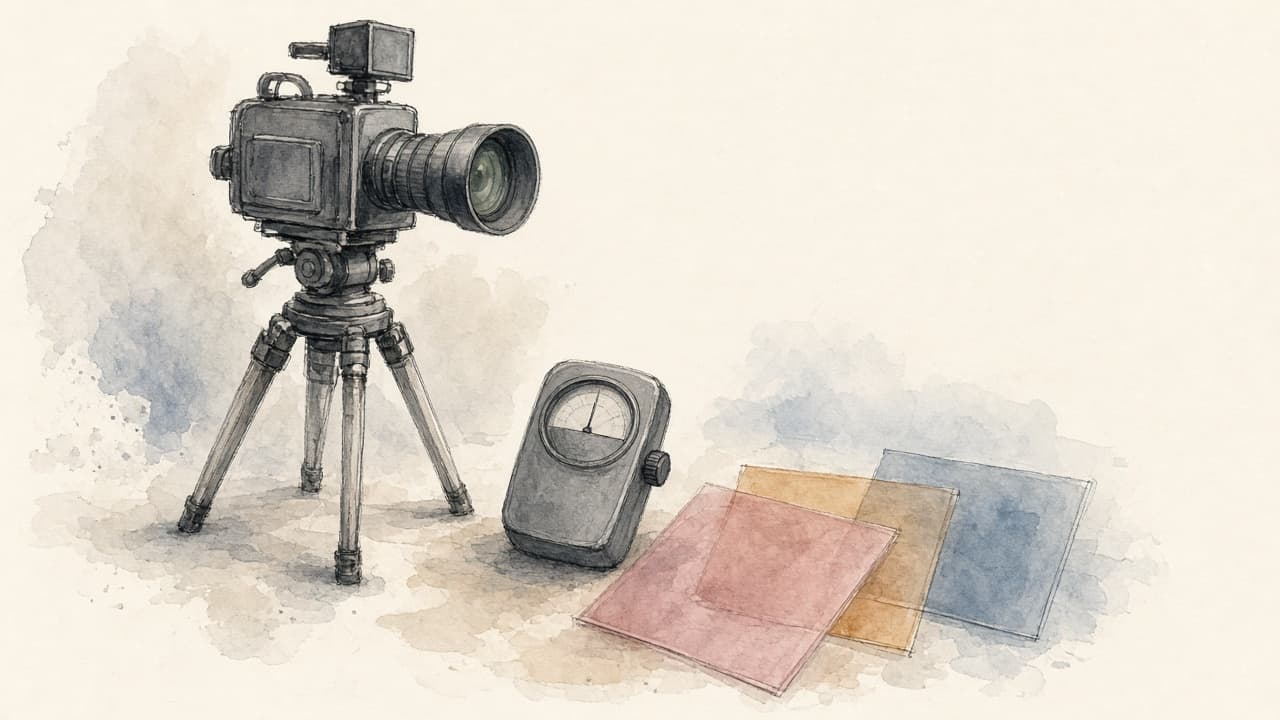 Decorative watercolor and charcoal illustration for the Cinematographer career
