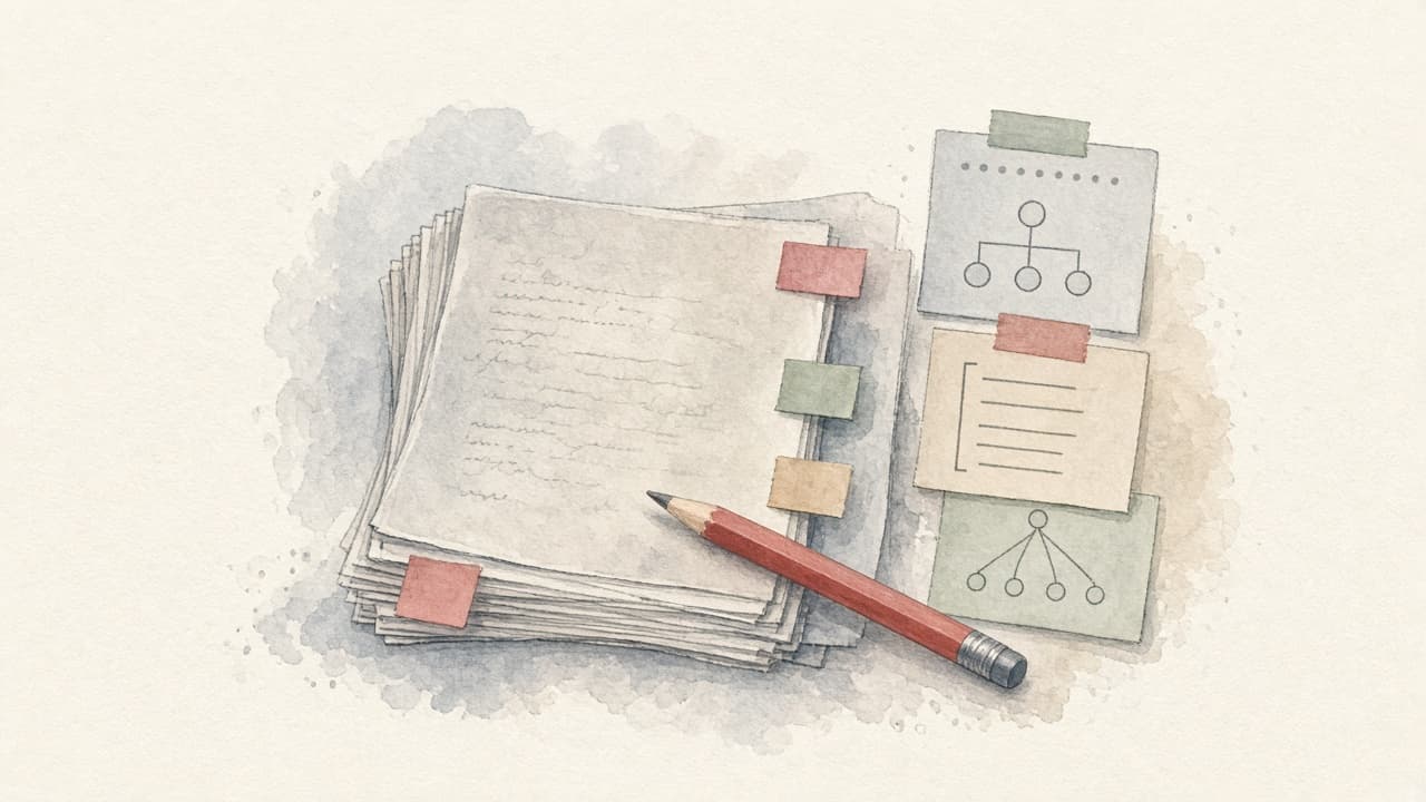 Decorative watercolor and charcoal illustration for the Developmental Editor career