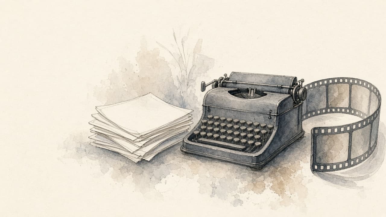 Decorative watercolor and charcoal illustration for the Screenwriter career