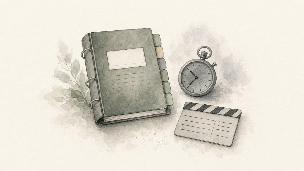 Decorative watercolor and charcoal illustration for the Script Supervisor career