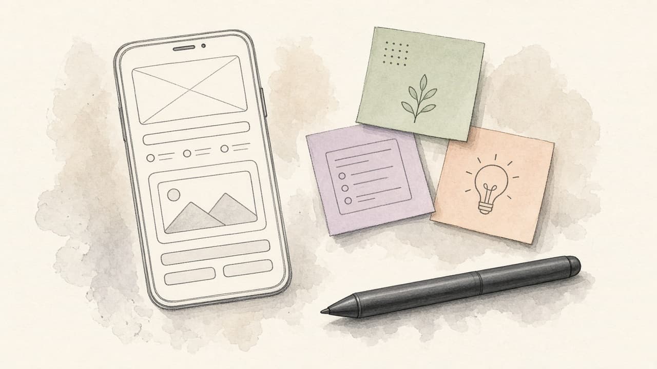 Decorative watercolor and charcoal illustration for the UX / UI Designer career